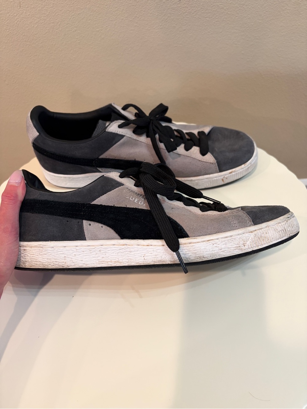 PUMA Suede Stripes & Blocks Dark Shadow Black Sneakers Men's US 11.5